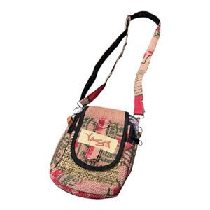Vintage Yasa Woven Jute Crossbody Bag Purse Recycled Material Made in Nepal